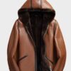  	Evan Genuine Sheepskin Shearling Brown Leather Jacket