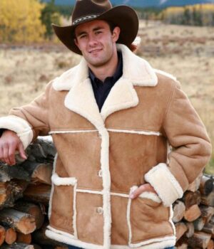  	Marlboro Man Shearling Sheepskin Brown Jacket