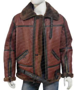 	Darren SF Bomber Reddish Shaded Sheepskin Leather Jacket
