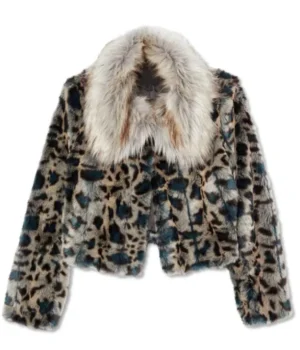  	Wynonna Earp Waverly Leopard Grey Faux Fur Jacket