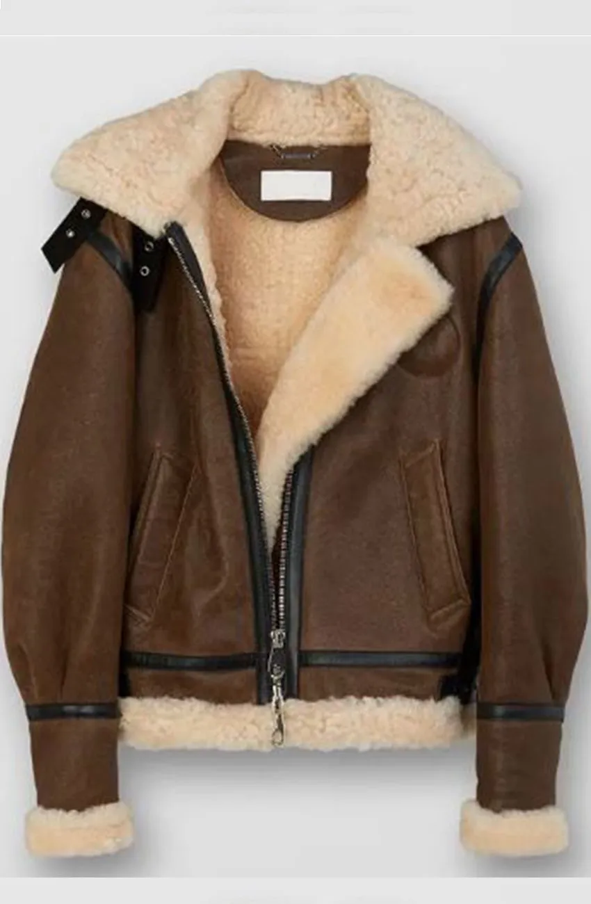 Billie Piper I Hate Suzie Brown Shearling Leather Jacket Billie Piper I Hate Suzie Brown Shearling Leather Jacket