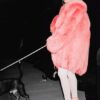 	Singer Ariana Grande Pink Fur Jacket