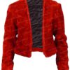  	Victoria Justice Afterlife of the Party Red Cropped Fur Jacket
