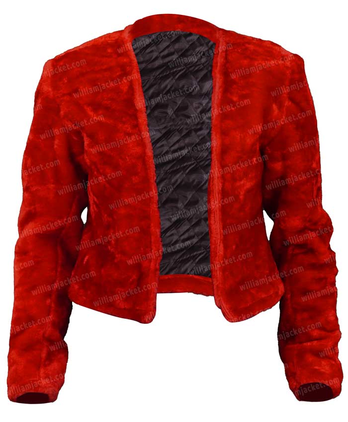 Victoria Justice Afterlife of the Party Red Cropped Fur Jacket Victoria Justice Afterlife of the Party Red Cropped Fur Jacket