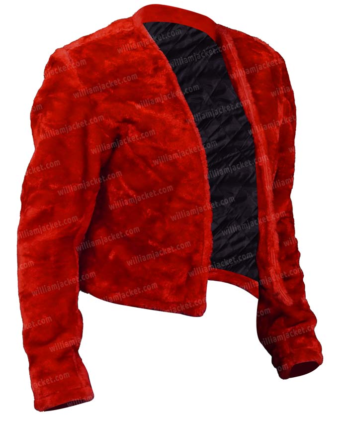 Victoria Justice Afterlife of the Party Red Cropped Fur Jacket Victoria Justice Afterlife of the Party Red Cropped Fur Jacket