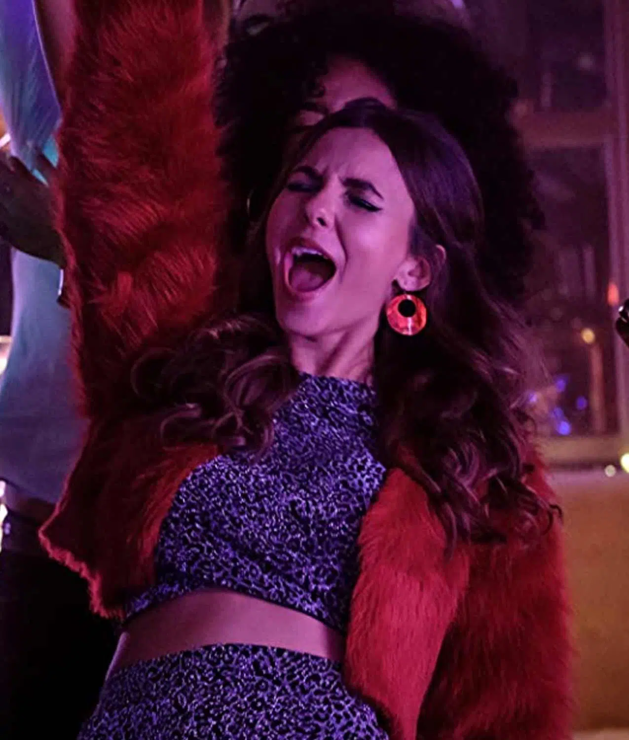 Victoria Justice Afterlife of the Party Red Cropped Fur Jacket Victoria Justice Afterlife of the Party Red Cropped Fur Jacket