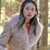  	Jamie Chung Dexter New Blood Beige Fur Trim Jacket