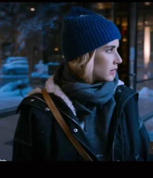  	Emma Roberts Holidate Sloane Black Shearling Fur Jacket