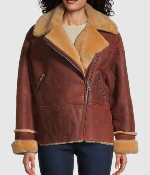  	Addis-SF Sandy Vegan Shearling Moto Jacket