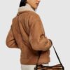  	Rachel Omega Brown Faux Shearling Leather Jacket