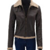  	Addie Dark Warm Shearling Leather Jacket