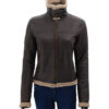  	Addie Dark Warm Shearling Leather Jacket