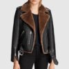  	Adah Slim Fit Shearling Biker Leather Jacket