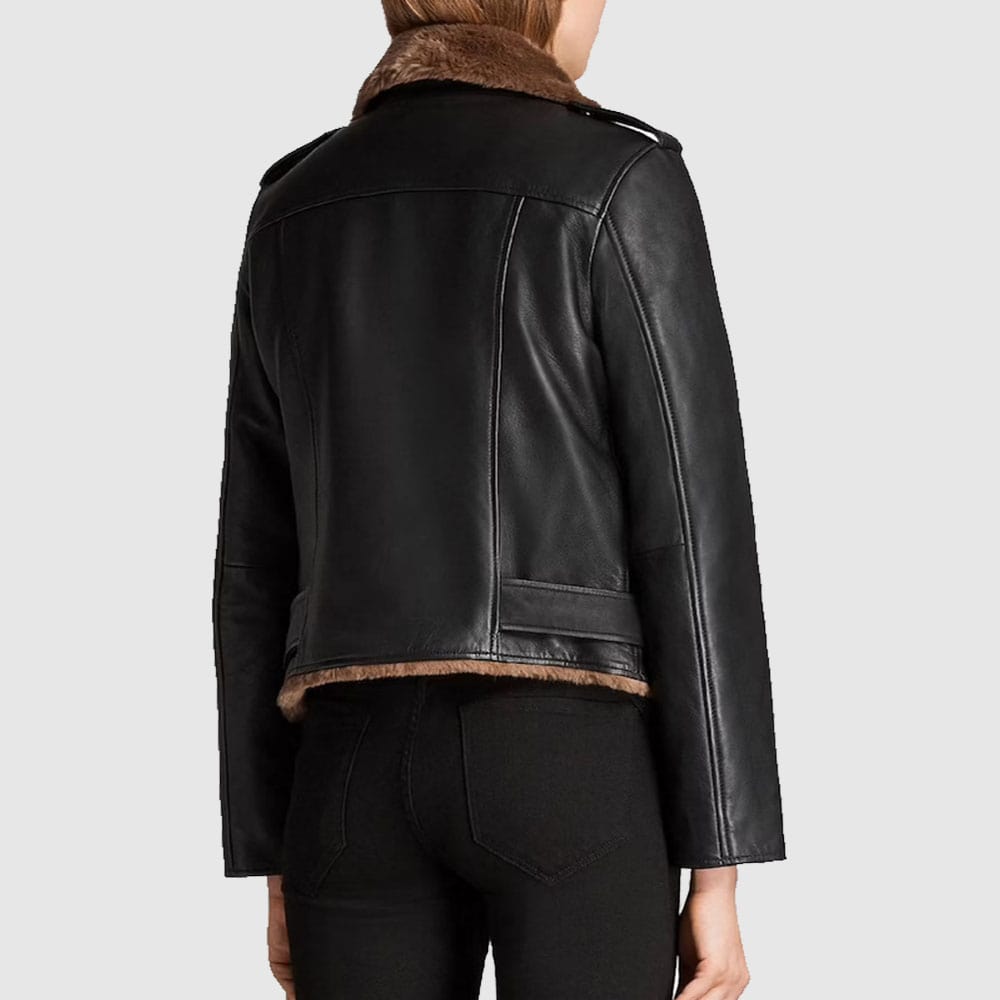 Adah Slim Fit Shearling Biker Leather Jacket Adah Slim Fit Shearling Biker Leather Jacket