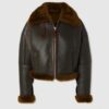  	Stacy Shearling Trimmed Textured Leather Jacket