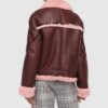 Kathleen Burgundy Shearling Fur Lined Leather Jacket Kathleen Burgundy Shearling Fur Lined Leather Jacket
