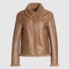  	Monica Shearling Fur Lined Brown Jacket