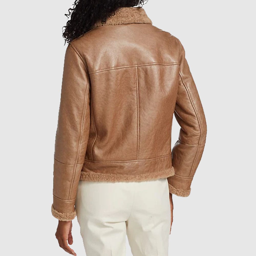 Monica Shearling Fur Lined Brown Jacket Monica Shearling Fur Lined Brown Jacket