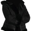  	Joel Sheepskin Shearling Fur Black Hooded Jacket