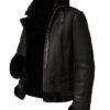 Joel Sheepskin Shearling Fur Black Hooded Jacket Joel Sheepskin Shearling Fur Black Hooded Jacket