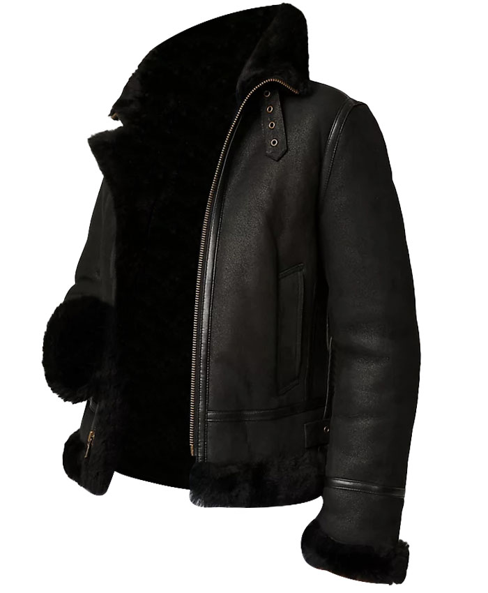 Joel Sheepskin Shearling Fur Black Hooded Jacket Joel Sheepskin Shearling Fur Black Hooded Jacket