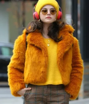  	Selena Gomez Only Murders In The Building Orange Fur Jacket