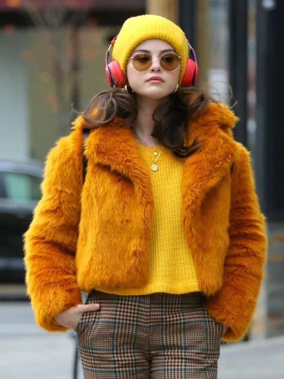 Selena Gomez Only Murders In The Building Orange Fur Jacket Selena Gomez Only Murders In The Building Orange Fur Jacket