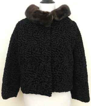  	Women’s Bomber Persian Lamb Mink Fur Collar Jacket