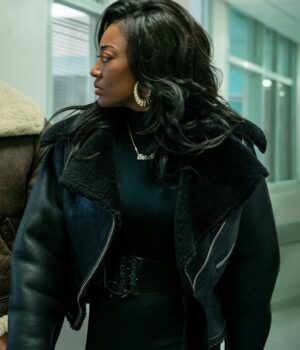  	Patina Miller Power Book III Raq Black Fur Leather Jacket