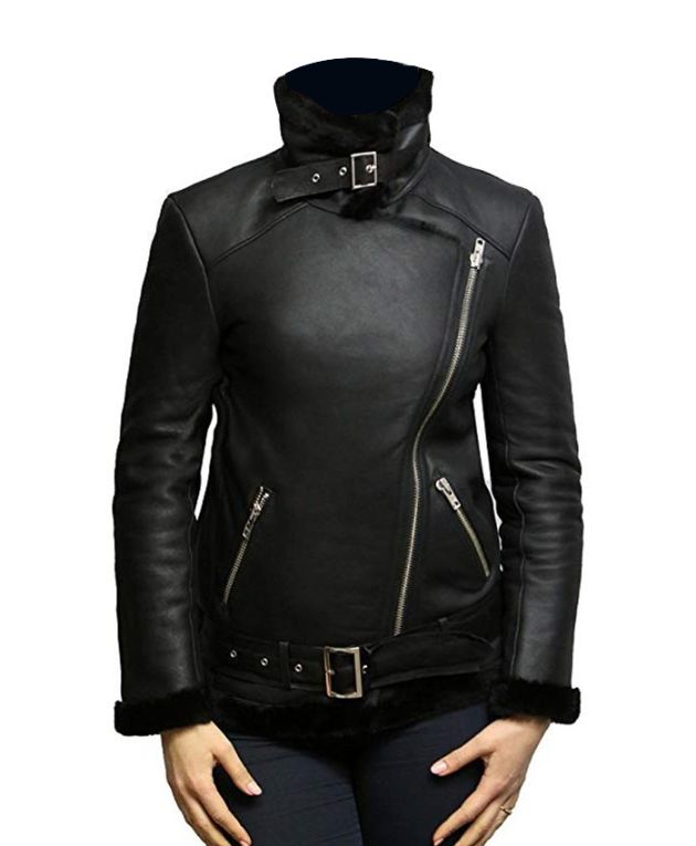 Victoria Black Aviator Shearling Sheepskin Jacket Victoria Black Aviator Shearling Sheepskin Jacket