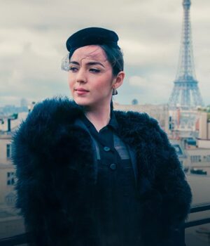 	Garance Marillier Madame Claude Black Fur Jacket