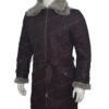  	Allen RAF B16 Bomber Long Sheepskin Leather Trench Coat
