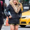  	Kelsey Peters Younger Big Fur Collar Black Jacket