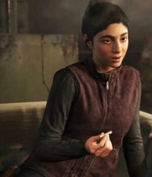  	Women Dina The Last Of Us Part II Maroon Leather Vest