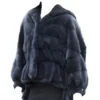  	Womens Navy Blue Mink Fur Hooded Jacket