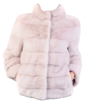  	Womens Lavender Short Mink Fur Pink Jacket