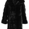  	Womens Mink Fur Black Swan Hooded Coat