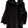  	Womens Mid Length Black Mink Fur Coat
