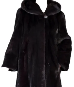  	Womens Mid Length Black Mink Fur Coat