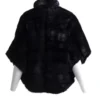  	Womens Soft Mink Fur Cape Black Coat