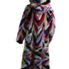  	Womens Mink Fur Full Length Multicolor Coat With Hood