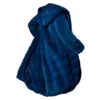 	Womens Navy Blue Hooded Mink Fur Long Coat