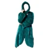  	Womens Green Hooded Mink Fur Long Coat