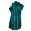  	Womens Green Hooded Mink Fur Long Coat