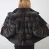  	Womens Notched Collar Gray Mink Fur Winter Jacket