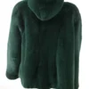  	Mens All Green Mink Fur Bomber Jacket With Hood