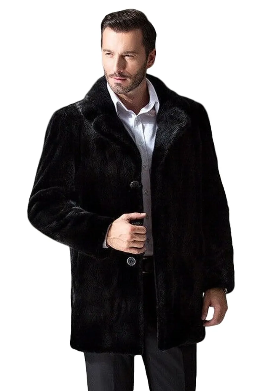 Mens Black Mink Fur Classic Warm Winter Coat Mens Black Mink Fur Classic Warm Winter Coat