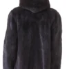  	Mens Black Mink Fur Bomber Hoodie Jacket