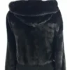  	Mens Black Mink Fur Hooded Bomber Jacket