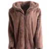  	Mens Brown Mink Fur Jacket With Hood